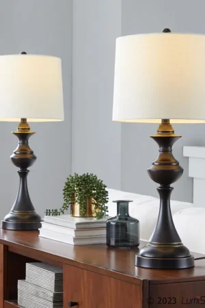 Authentic Montgomery 29" Metal Table Lamp With USB - Set of 2 By LumiSource - GT