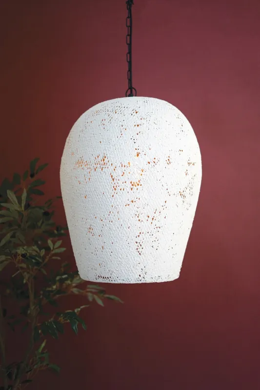 Viral Paper Mache Hanging Pendant Light - White - Large By Kalalou