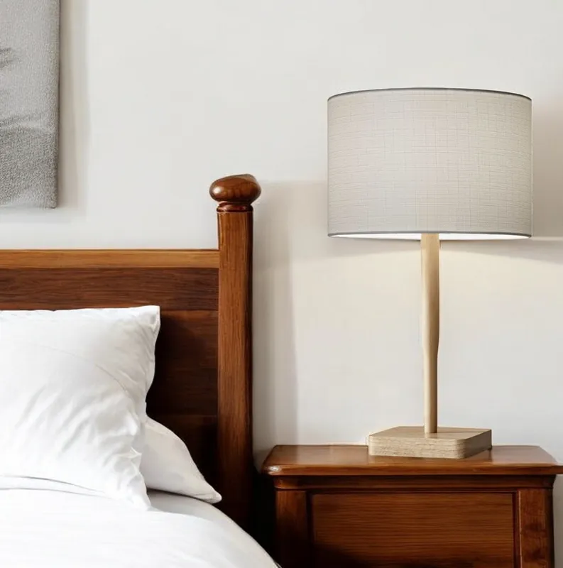 Natural Solid Wood Table Lamp With Gray Drum Shade By Homeroots Don’t Miss Out