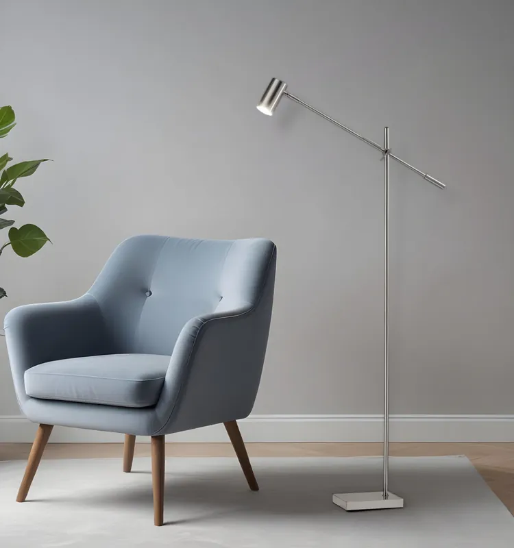 Silver LED Task Floor Lamp With Silver Metal Drum Shade By Homeroots Express Delivery