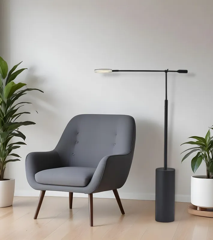 Black Metal LED Light Changing Swing Arm Floor Lamp By Homeroots Free Delivery