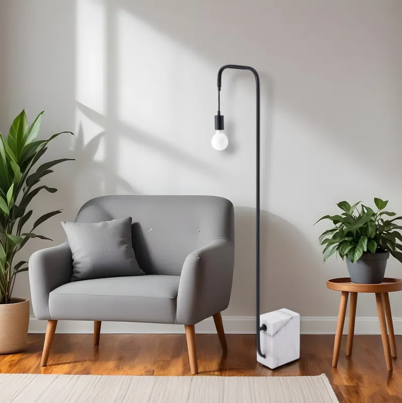 Black And White Marble And Steel LED Floor Lamp By Homeroots Limited Edition
