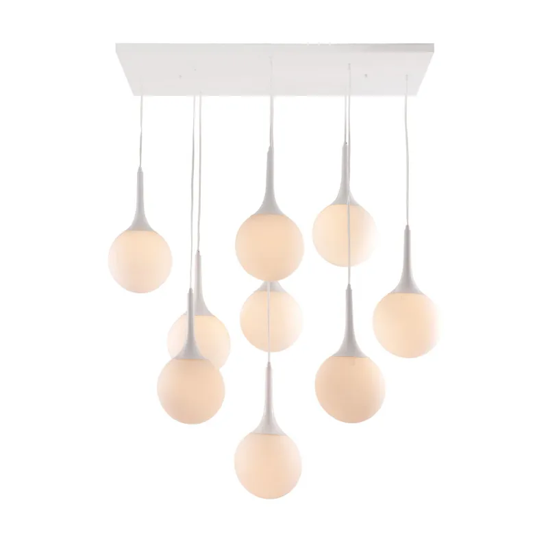 Genuine White Shaded Nine Light Metal Dimmable Ceiling Light By Homeroots