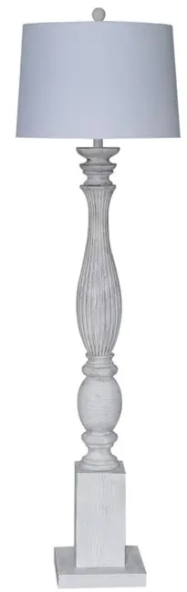 Editor’s Pick White Resin Floor Lamp With White Fabric Drum Shade By Homeroots