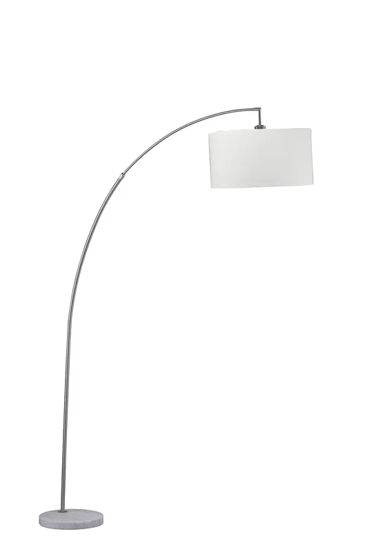 Original White And Silver Arc Floor Lamp With White Drum Shade By Homeroots