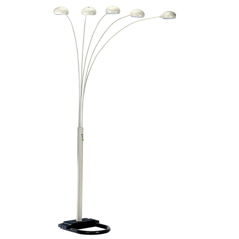 Free Shipping White Five Light Arc Floor Lamp With White Dome Shade By Homeroots