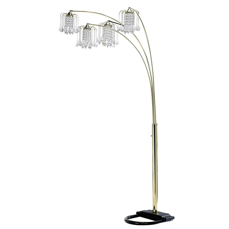 Hassle-Free Returns Gold Four Light Tree Floor Lamp With Clear Glass Novelty Shade By Home