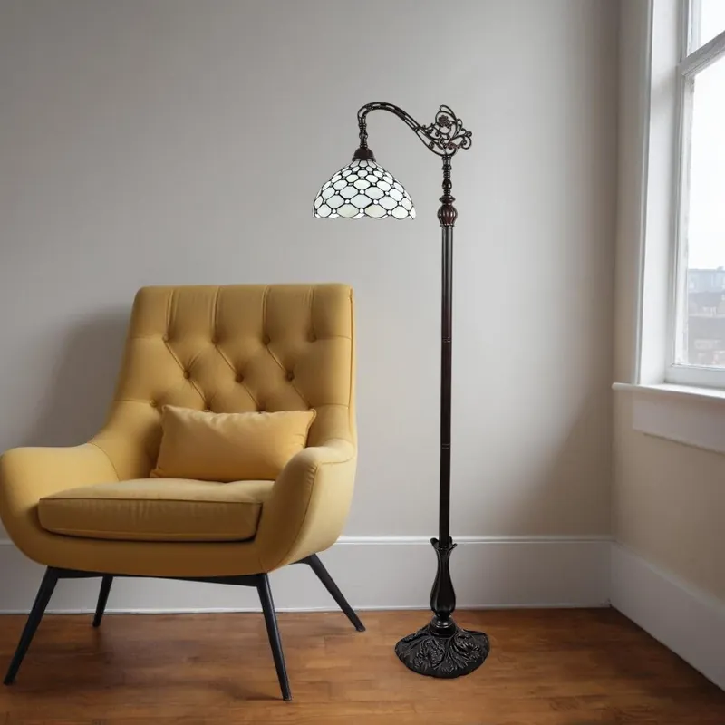Today Only Brown And White Metal Floor Lamp With White Glass Bowl Shade By Homero