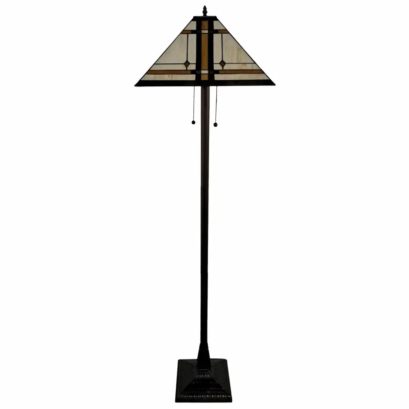 Direct From Manufacturer Brown And White Two Light Floor Lamp With Brown And White Glass Cone S