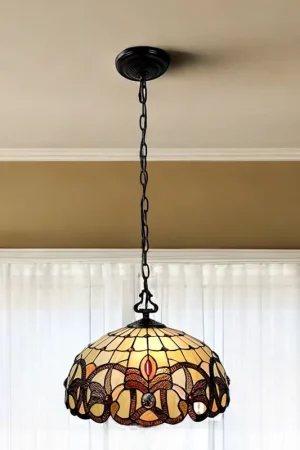 Tiffany Style Stained Glass Two Light Glass Dimmable Ceiling Light By Free Returns