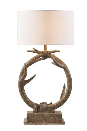 Factory Price Brown Rustic Faux Antlers Table Lamp With White Drum Shade By Homeroot