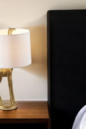 Gold Textured Giraffe Table Lamp With White Drum Shade By Homeroots Best Choice