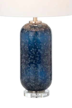 Low Price Set of Two Blue Crystal Table Lamp With White Drum Shade By Homeroots