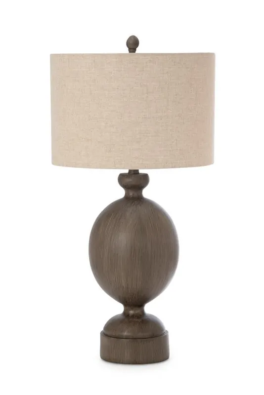 Set of Two Brown Geometric Table Lamps With Beige Drum Shade By Homero No Minimum Order