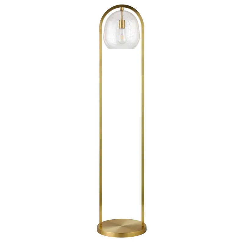 Discount Brass Column Floor Lamp With Clear Seeded Glass Globe Shade By Homeroo
