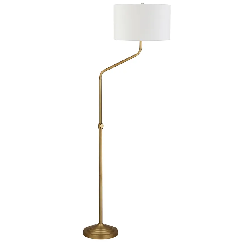 Brass Adjustable Traditional Shaped Floor Lamp With White Frosted Glas Free Shipping