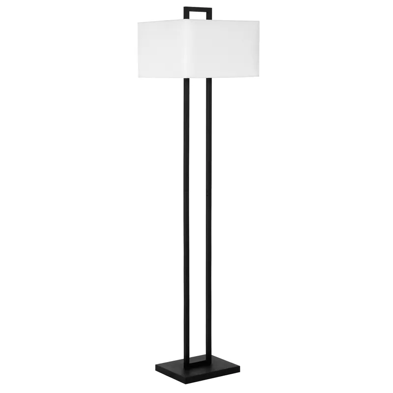 Final Sale Black Traditional Shaped Floor Lamp With White Frosted Glass Rectangul