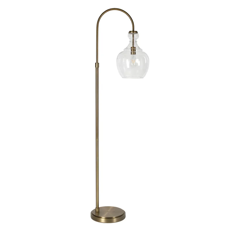 Professional Grade Brass Arched Floor Lamp With Clear Seeded Glass Dome Shade By Homeroot