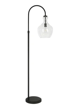 Weekend Sale Black Arched Floor Lamp With Clear Seeded Glass Dome Shade By Homeroot