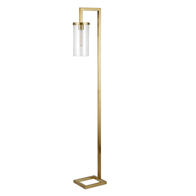 Top Pick Brass Reading Floor Lamp With Clear Seeded Glass Drum Shade By Homeroo