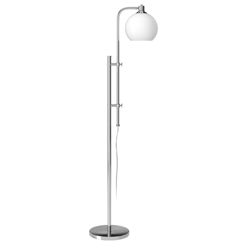 Special Discount Nickel Adjustable Reading Floor Lamp With White Frosted Glass Globe Sh