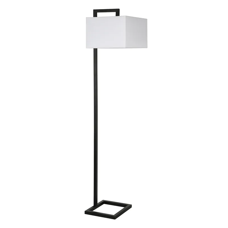 Black Floor Lamp With White Frosted Glass Rectangular Shade By Homeroo Certified