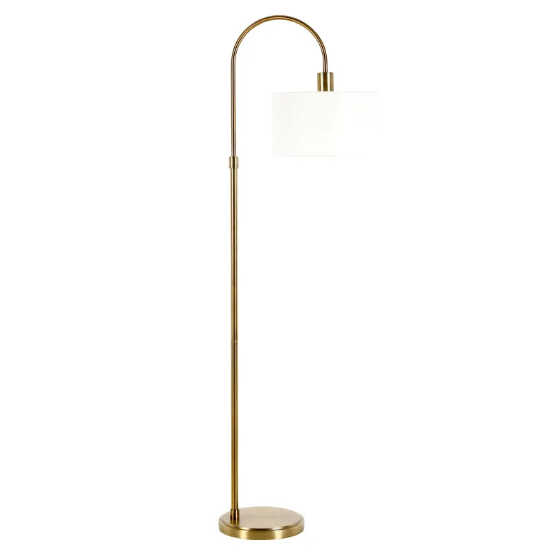 Clearance Brass Arched Floor Lamp With White Frosted Glass Drum Shade By Homeroo