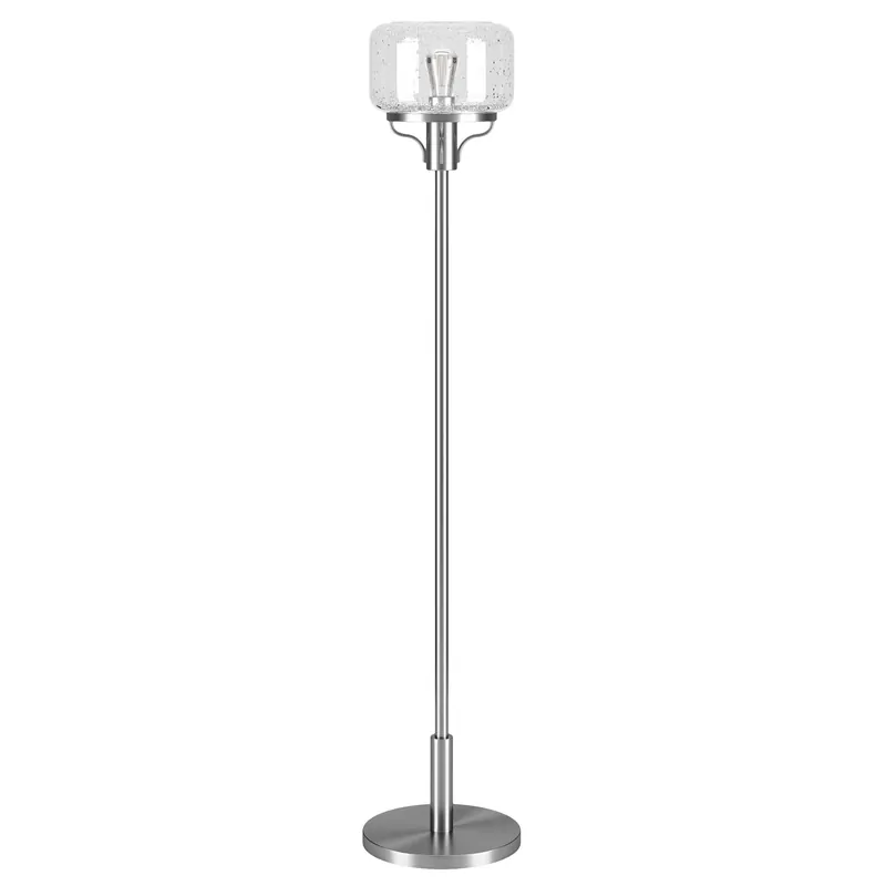 Nickel Novelty Floor Lamp With Clear Seeded Glass Globe Shade By Homer Price Cut