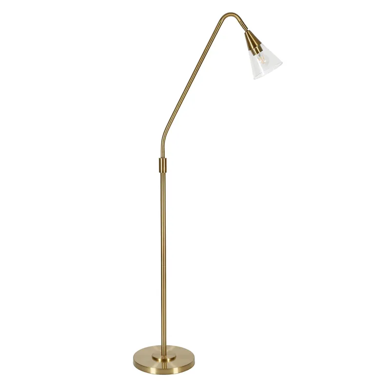 Cheap Brass Reading Floor Lamp With Clear Transparent Glass Dome Shade By Ho