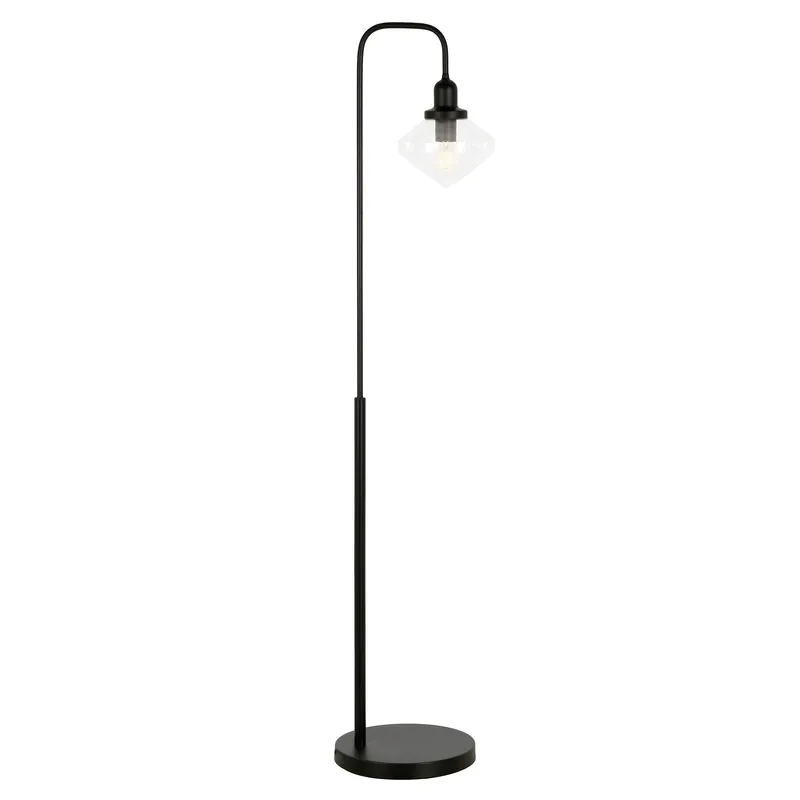 Order Now Black Arched Floor Lamp With Clear Transparent Glass Shade By Homeroot