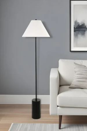 Wholesale Black And White Floor Lamp With White Fabric Empire Shade By Homeroots