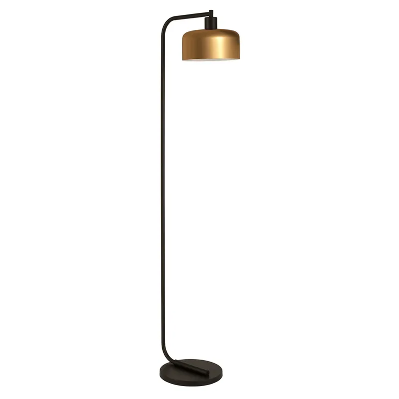 New Release Black Arched Floor Lamp With Brass Bell Shade By Homeroots
