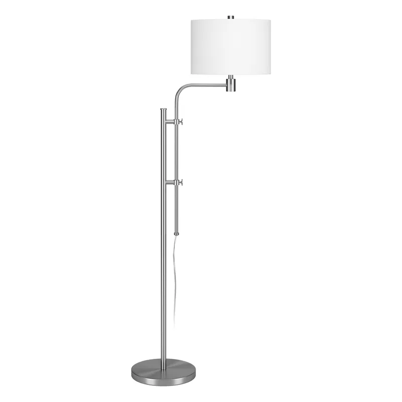 Time-Limited Nickel Adjustable Traditional Shaped Floor Lamp With White Frosted Gla