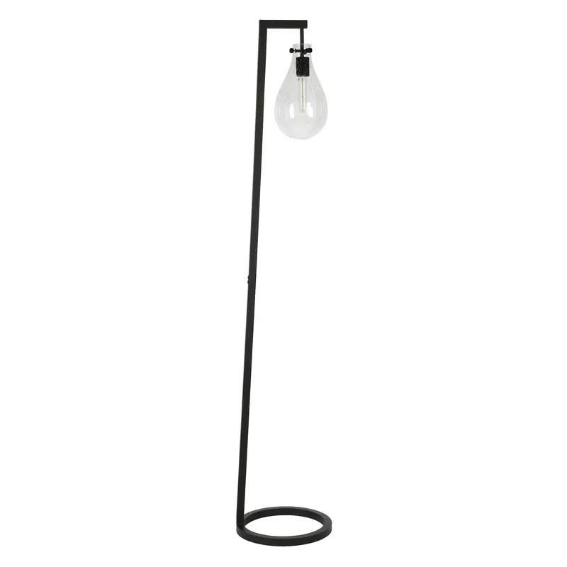Free Returns Black Reading Floor Lamp With Clear Seeded Glass Empire Shade By Homer