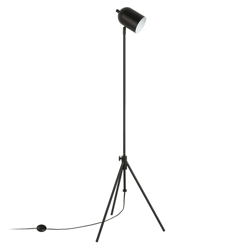 Black Adjustable Tripod Floor Lamp With Black Metal Cylinder Shade By Seasonal Sale
