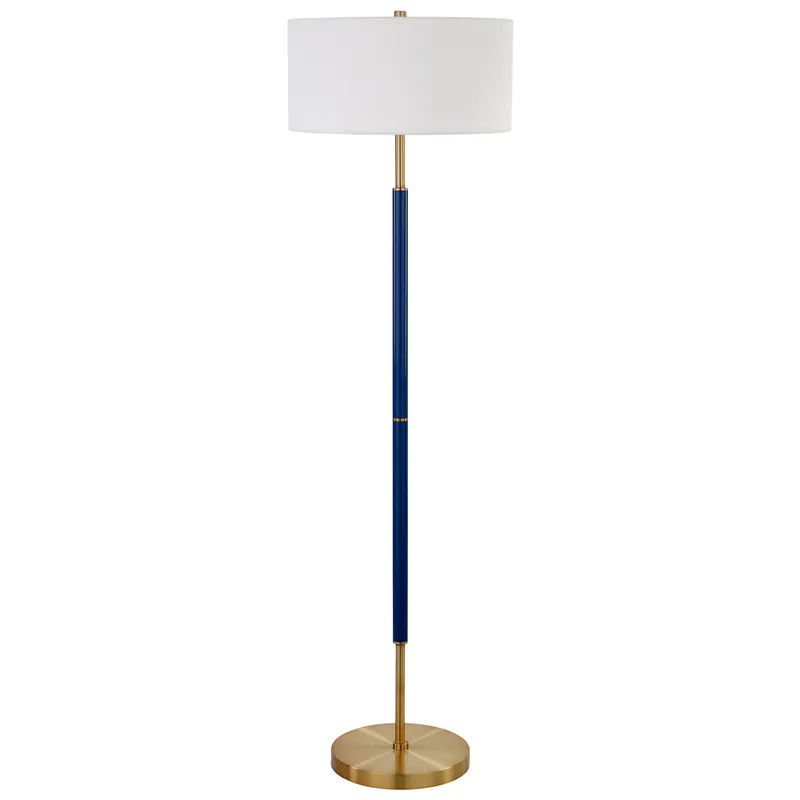 Brass Two Light Floor Lamp With White Frosted Glass Drum Shade By Home Money Back Guarantee