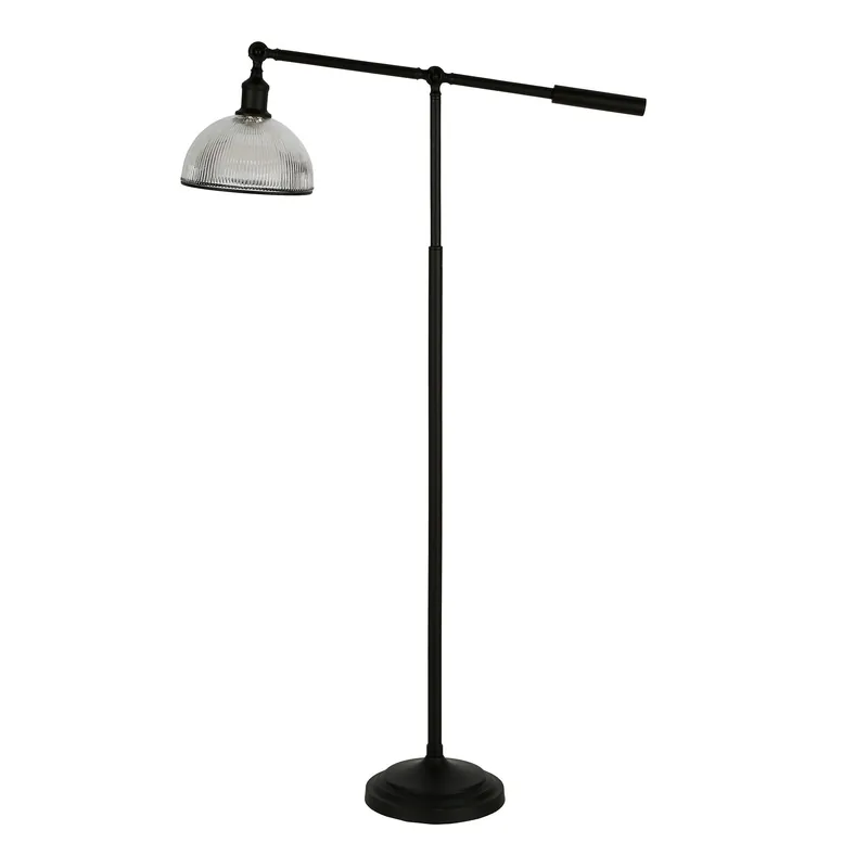 Reduced Price Black Swing Arm Floor Lamp With Clear Glass Dome Shade By Homeroots