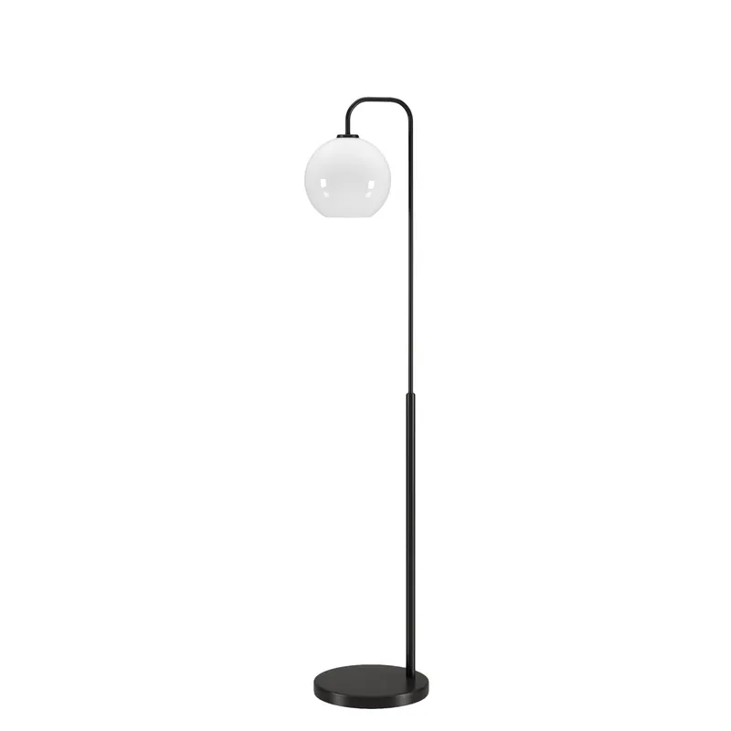 Black Arched Floor Lamp With White Frosted Glass Globe Shade By Homero One Day Deal