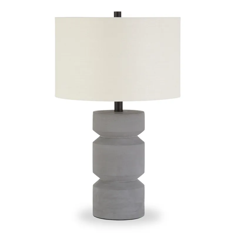 Gray Concrete Faceted Column Table Lamp With White Drum Shade By Homer Viral