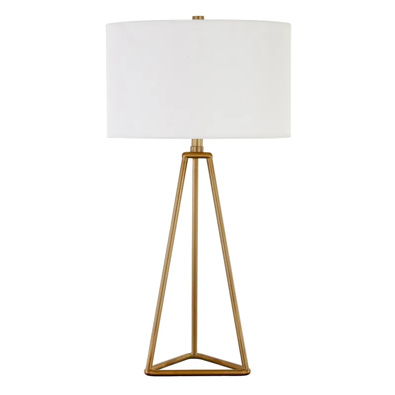 Top Pick Gold Metal Table Lamp With White Drum Shade By Homeroots