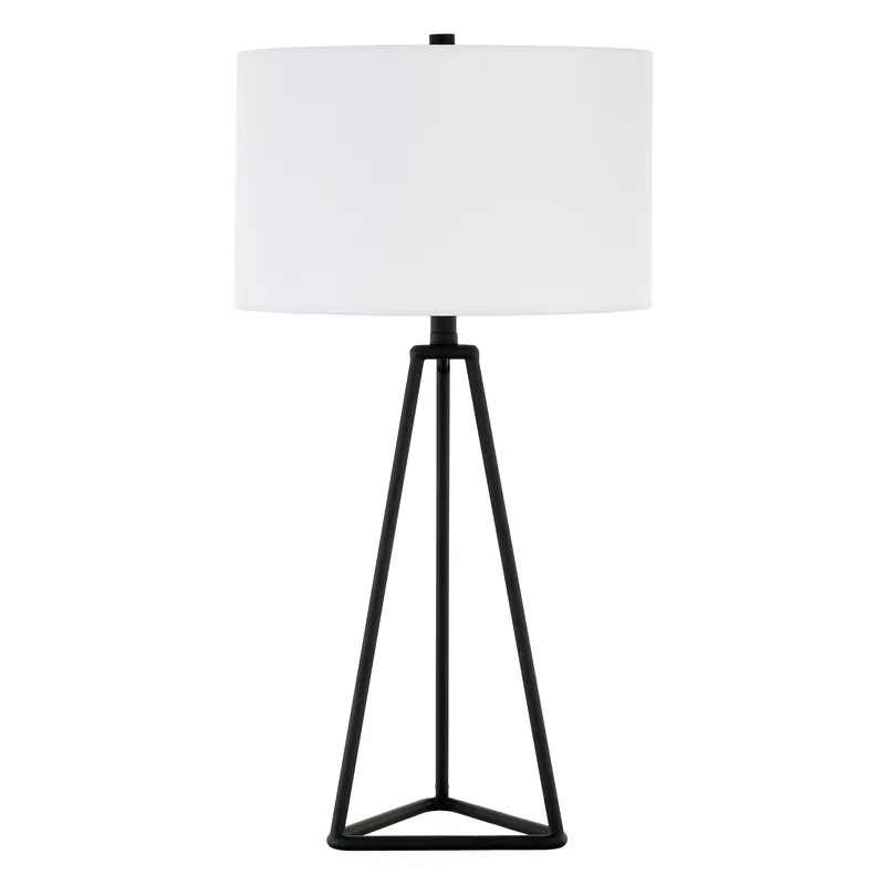 Next Day Delivery Black Metal Table Lamp With White Drum Shade By Homeroots