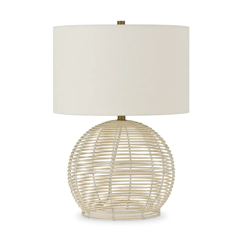 Natural Rattan Table Lamp With White Drum Shade By Homeroots New Release