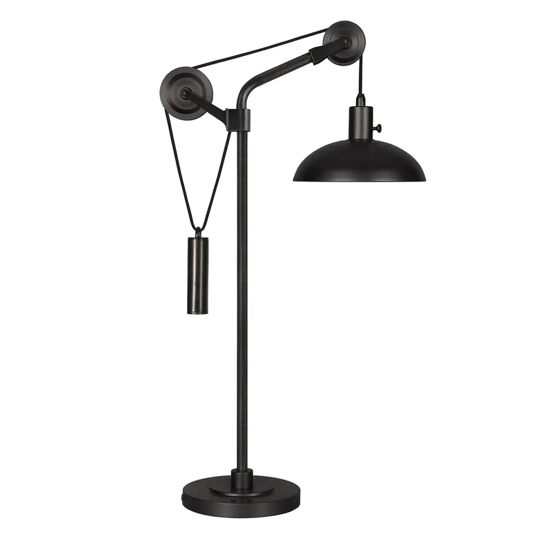 Authentic Black Metal Adjustable Desk Table Lamp With Black Dome Shade By Homero