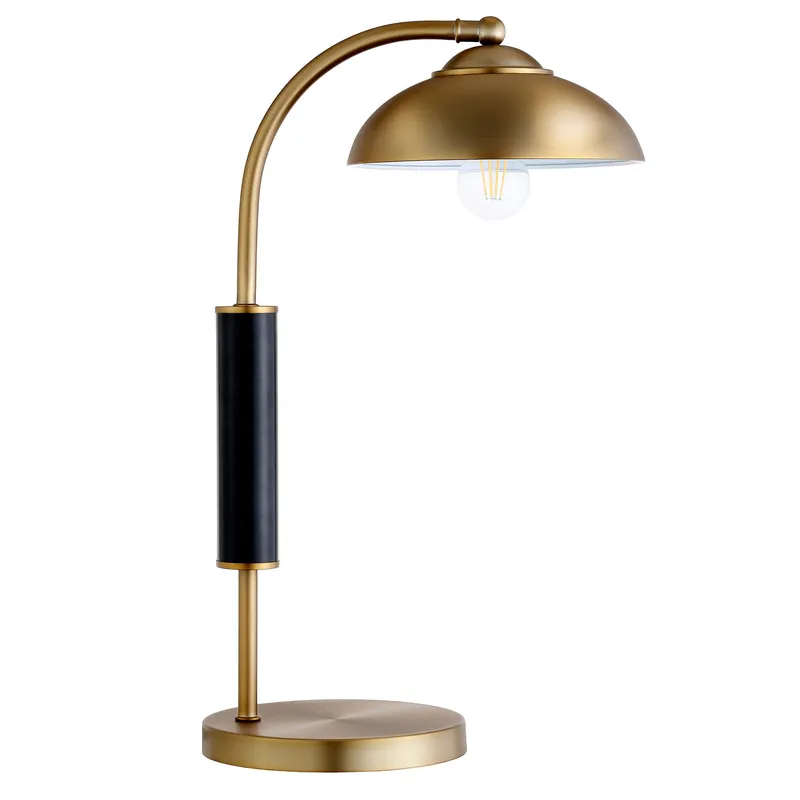 Gold and Black Metal Desk Table Lamp With Gold Dome Shade By Homeroots Limited Time