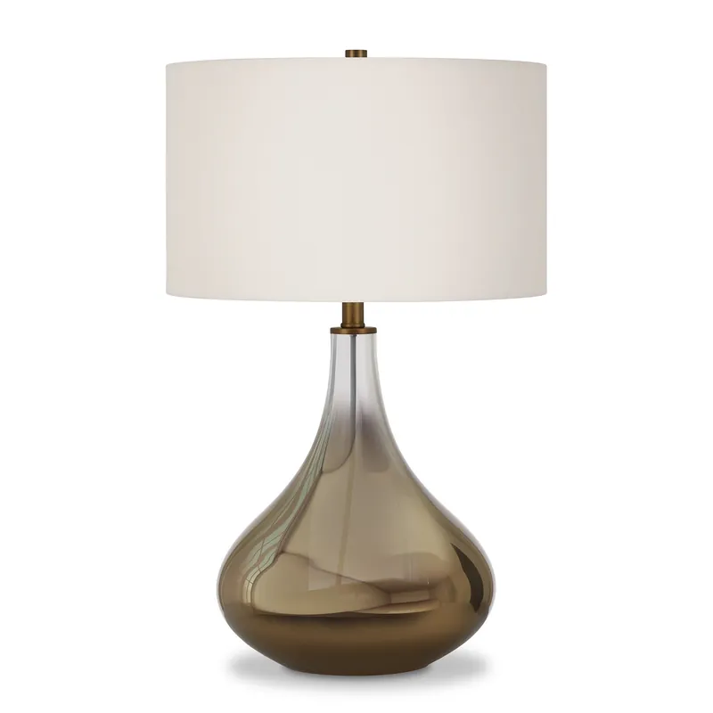 Certified Brass Glass Gourd Table Lamp With White Drum Shade By Homeroots