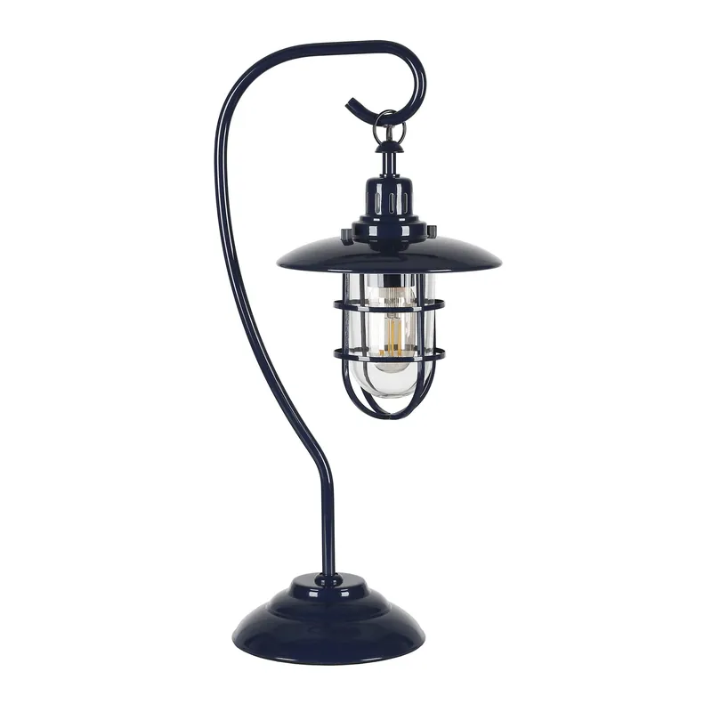 Navy Blue Metal Arched Table Lamp With Navy Blue Cage Shade By Homeroo Shop Now