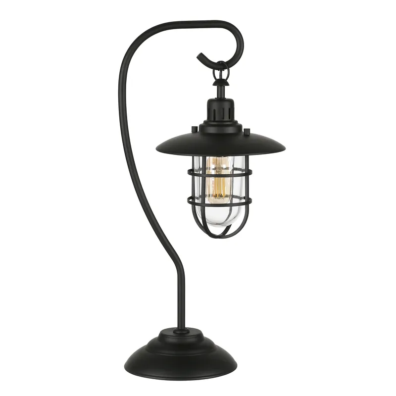 Special Discount Black Metal Arched Table Lamp With Black Cage Shade By Homeroots