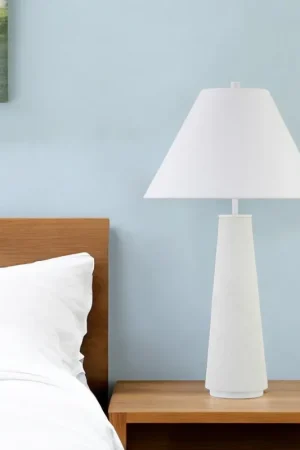 White Ceramic Table Lamp With White Cone Shade By Homeroots Modern