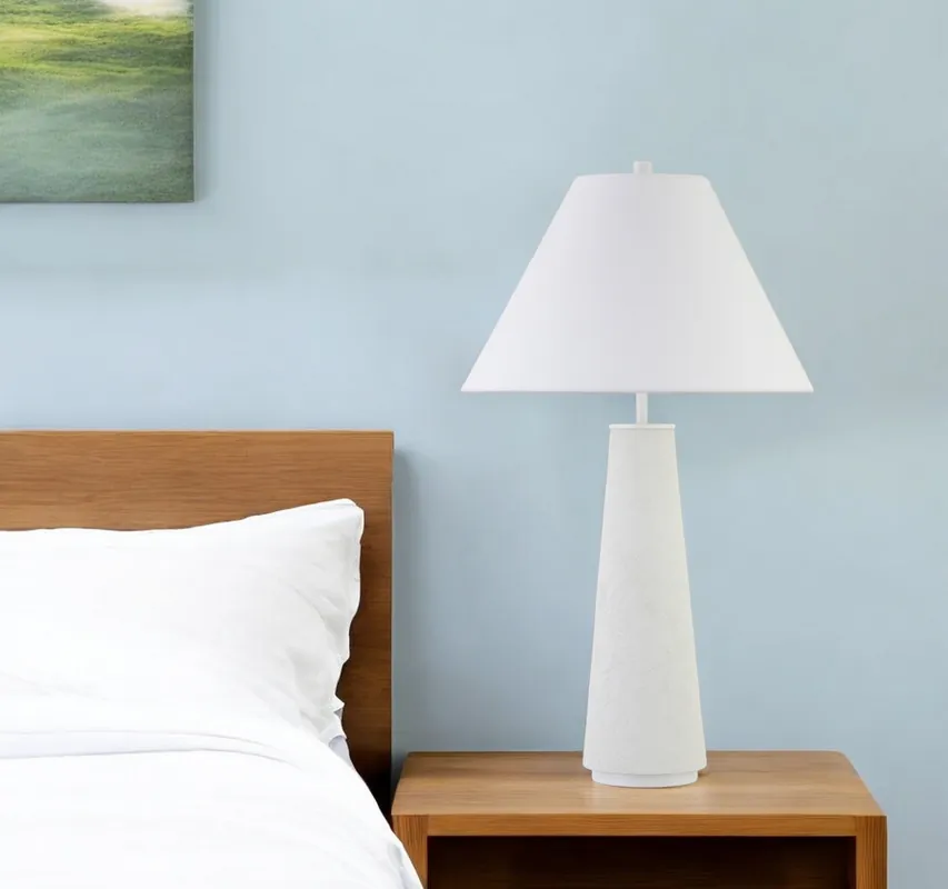 White Ceramic Table Lamp With White Cone Shade By Homeroots Modern