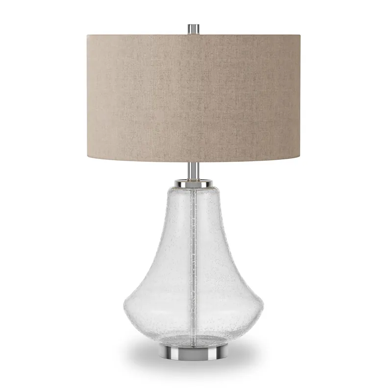 Nickel Glass Table Lamp With Flax Drum Shade By Homeroots Mega Sale